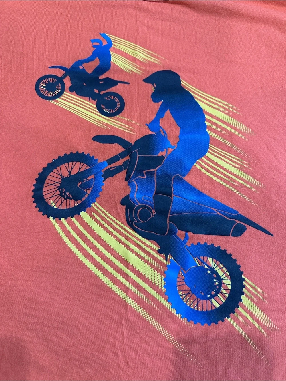 The Children's Place Bright Orange Tee with Blue Motocross Riders-Size XXL